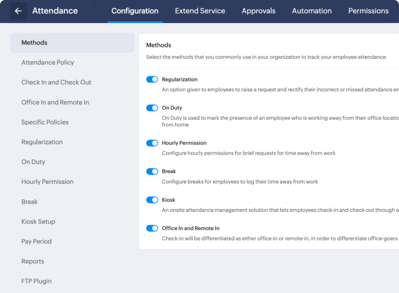 Configurações personalizáveis