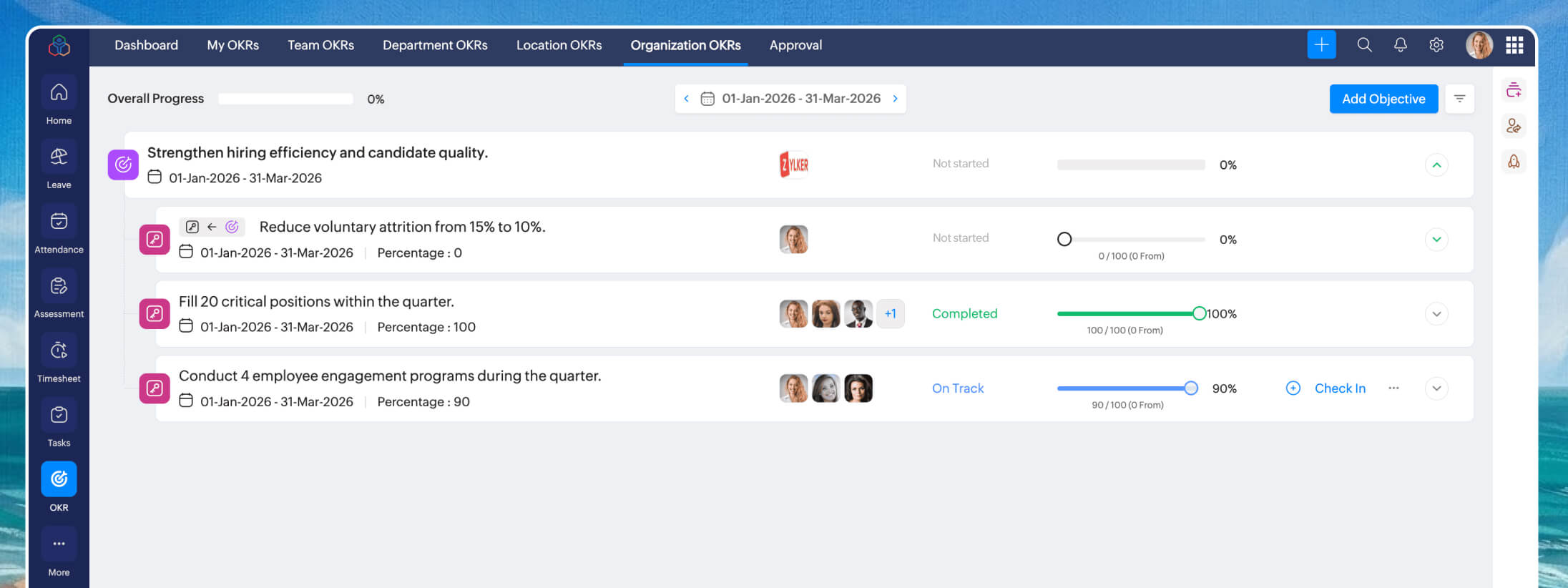 organization OKR in Zoho People