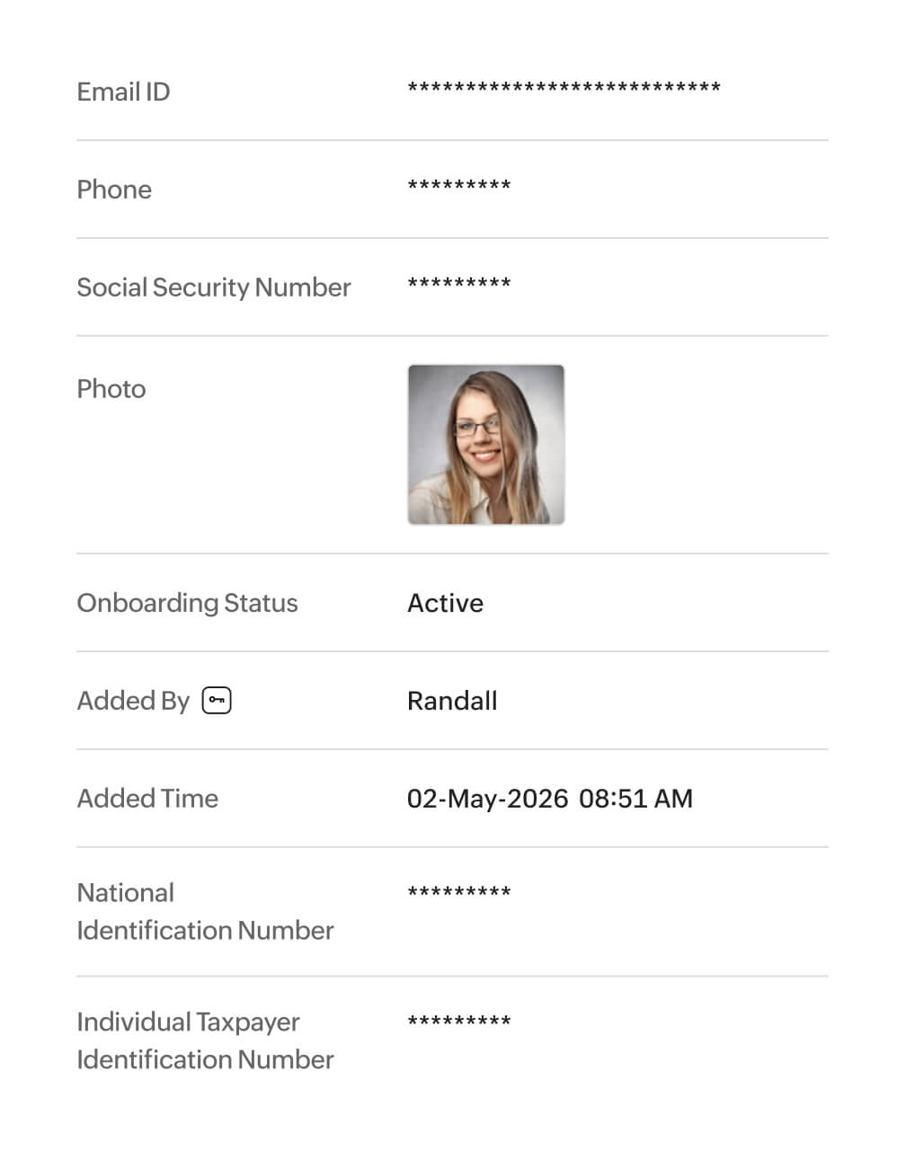 Employee fields in Zoho People
