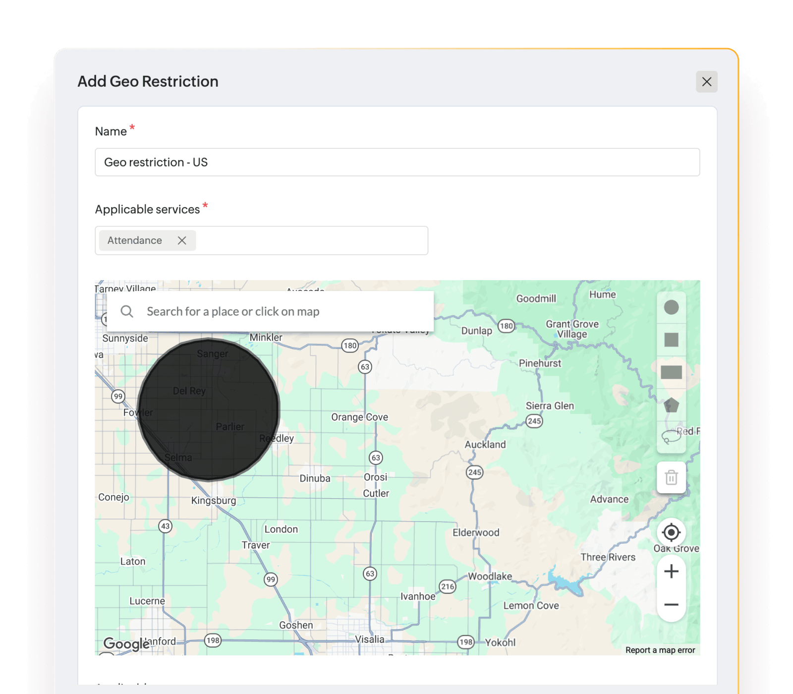 Geo-fencing and IP restrictions feature
