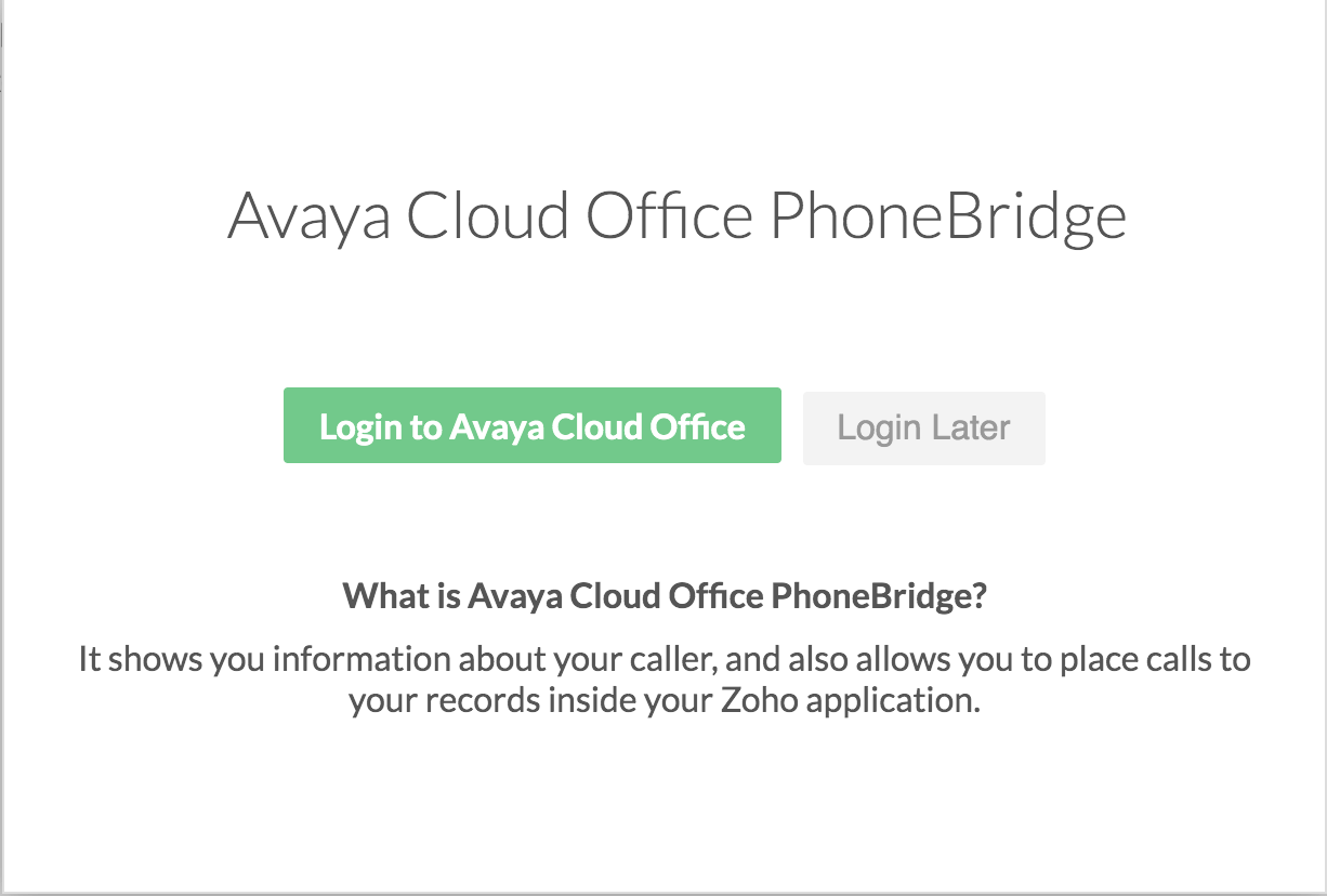 Log in to Avaya Cloud Office