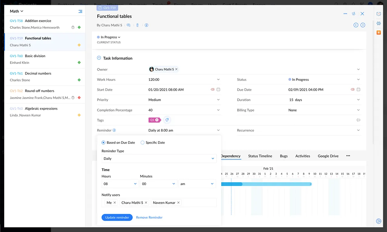 Team task management tool - Zoho Projects