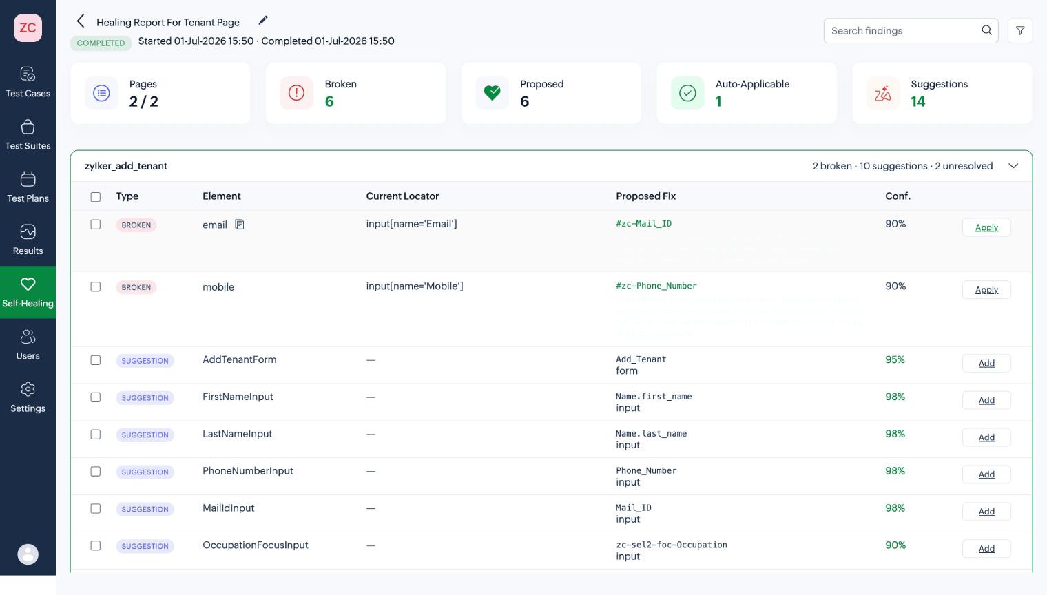 Reduce test maintenance with self-healing AI