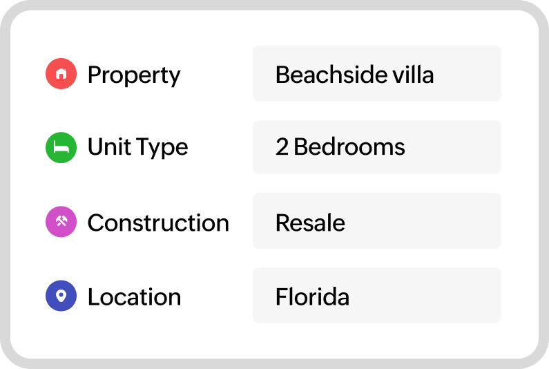 Client preferences card showing property requirements