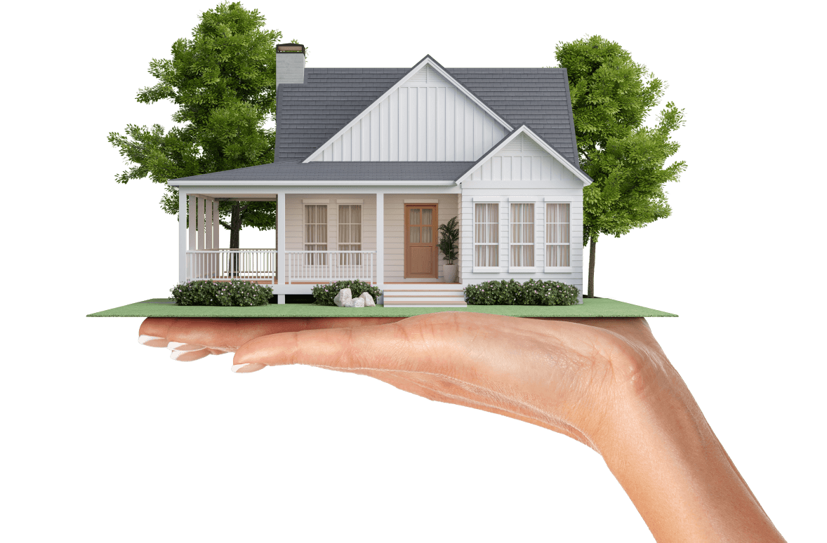 Hand holding a modern house representing real estate CRM services
