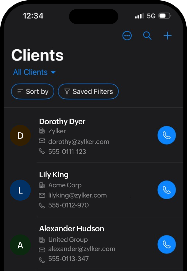 Mobile CRM app interface for managing leads and site visits on-the-go
