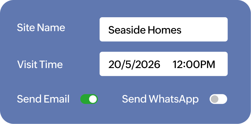 Schedule visits card with calendar interface