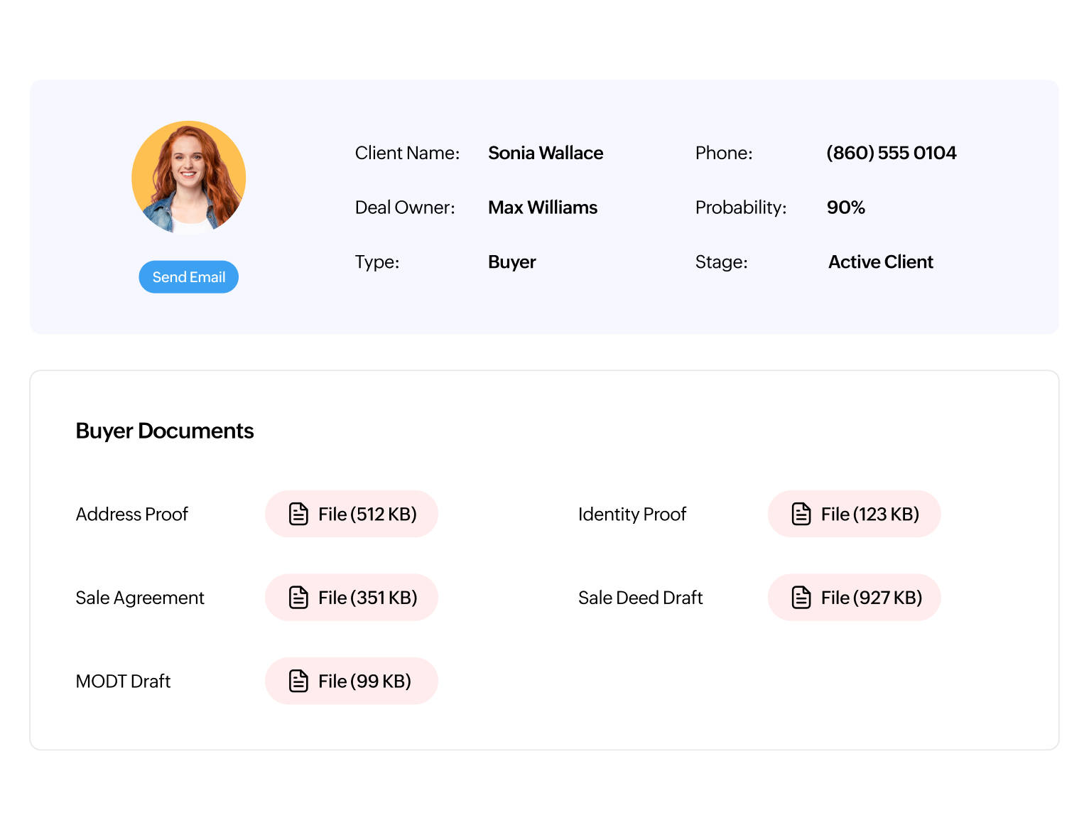 Document management system showing organized client agreements and financial records