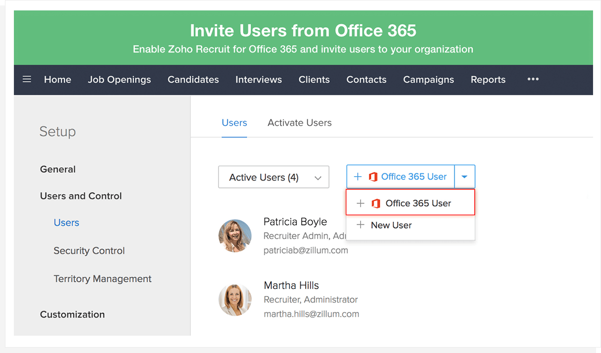 Mời người dùng từ Microsoft Office 365