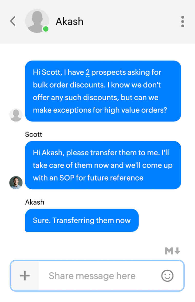 Transfer sales live chats easily