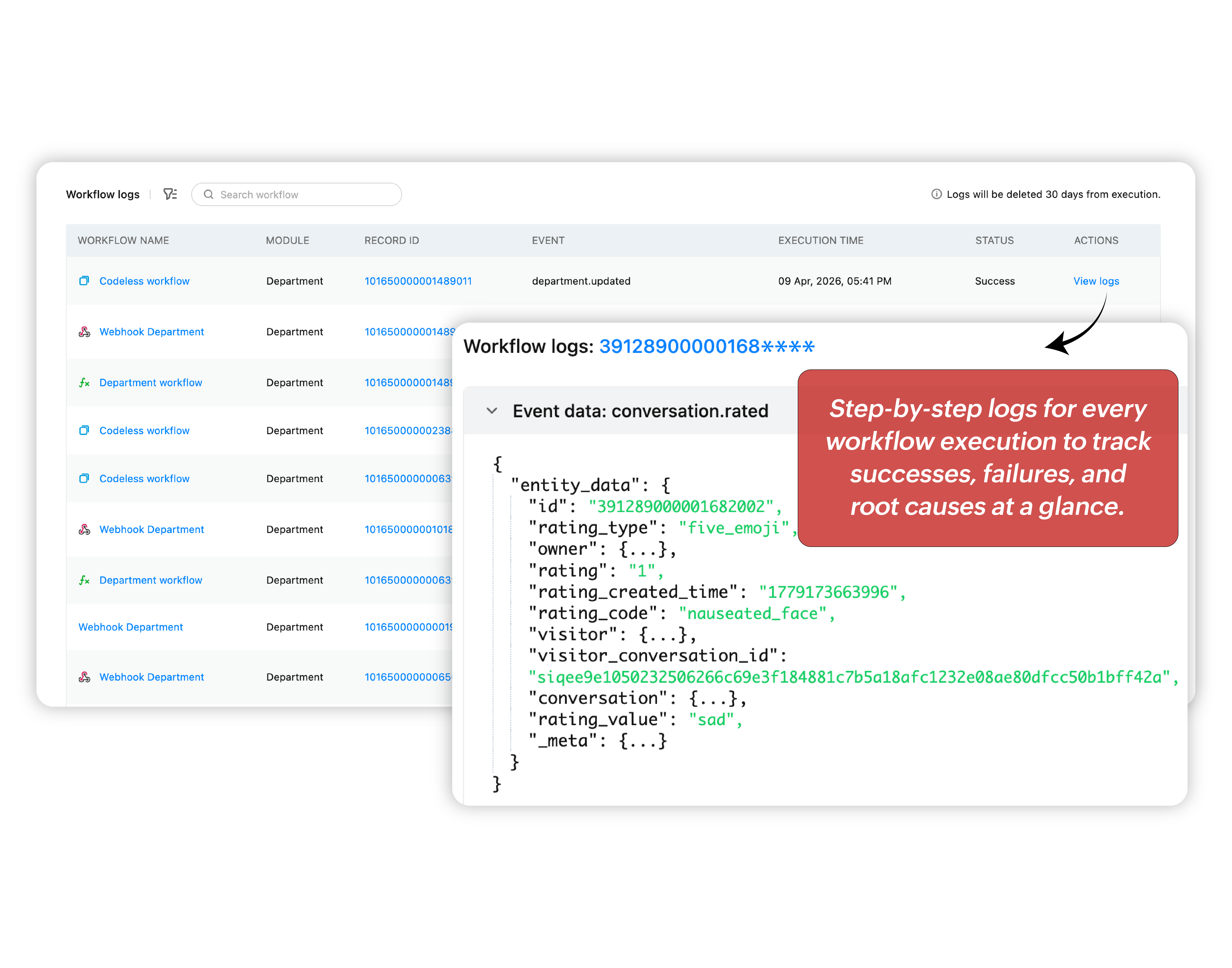 Workflow logs