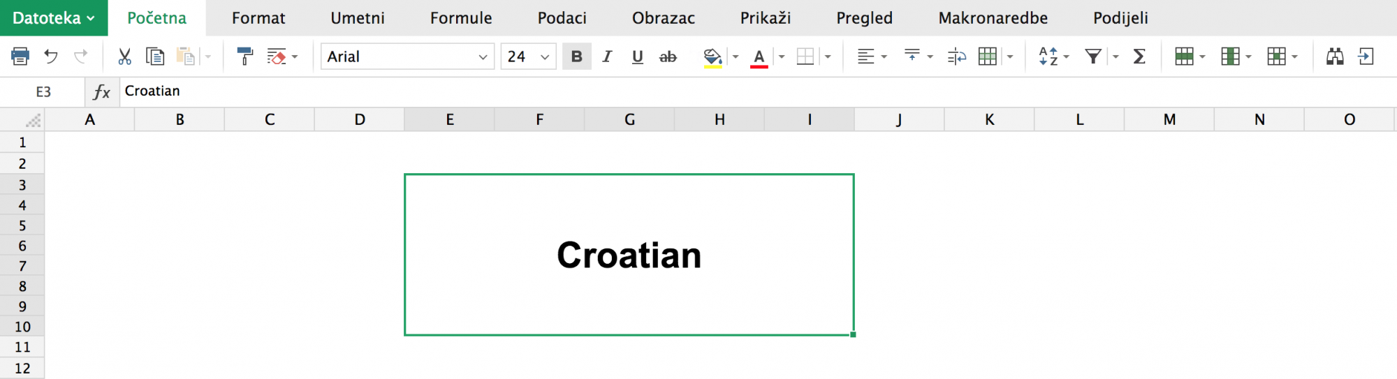 Zoho Sheet Croatian