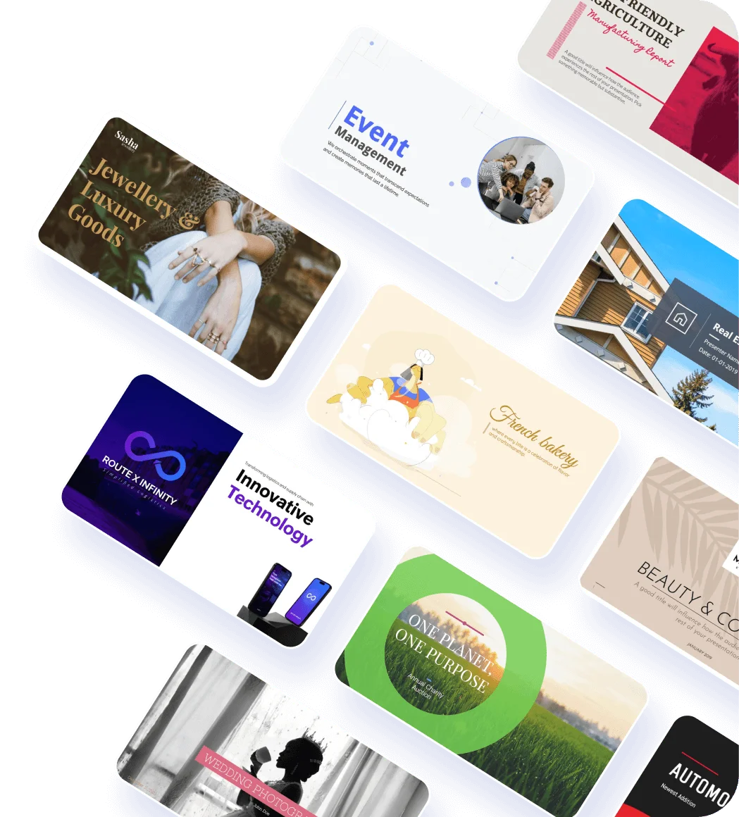 Overview of industry specific presentation templates available in Zoho Show