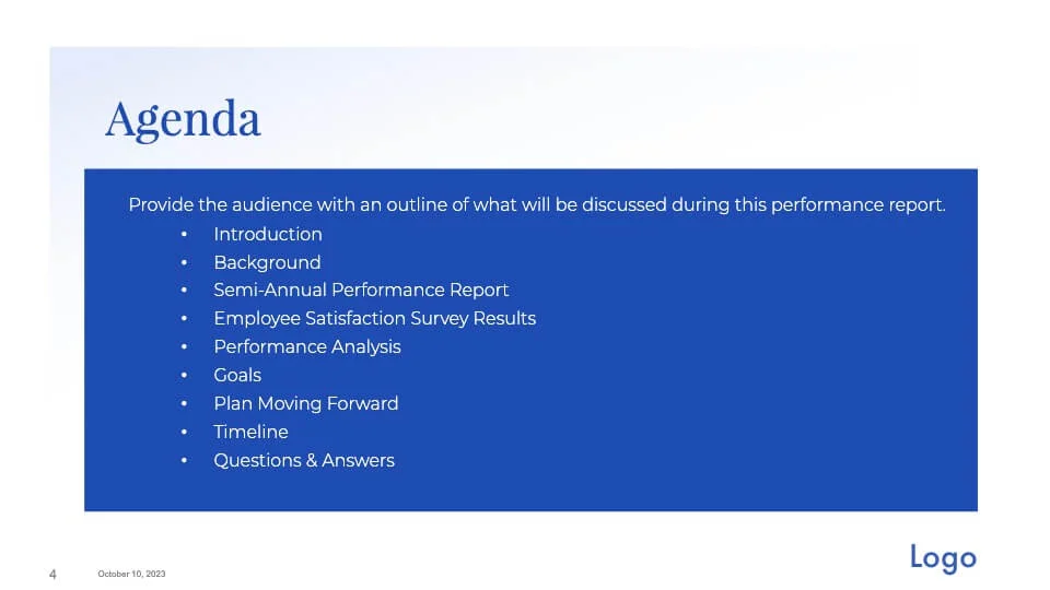 Agenda slide