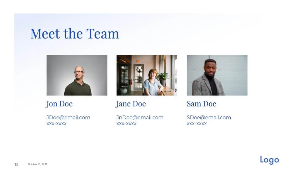 Meet the team slide