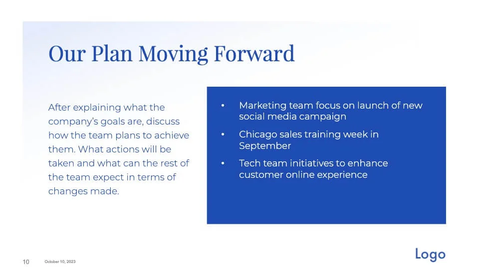 Our plan moving forward