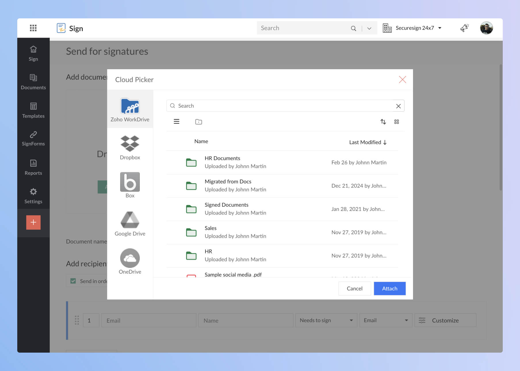 sign integrate with workerly