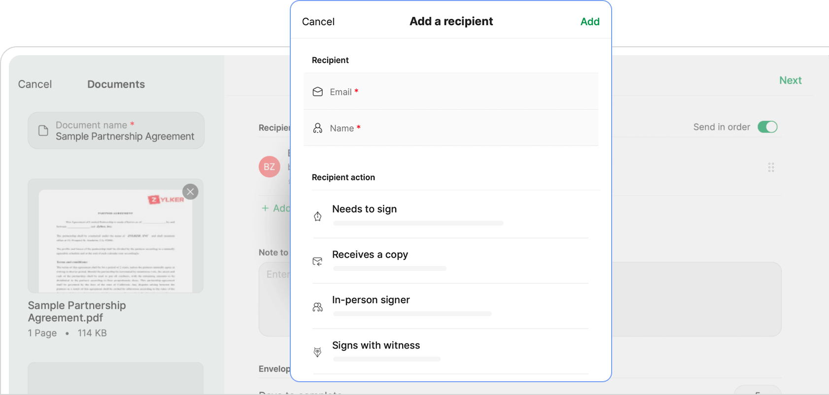 Upload documents and create workflows