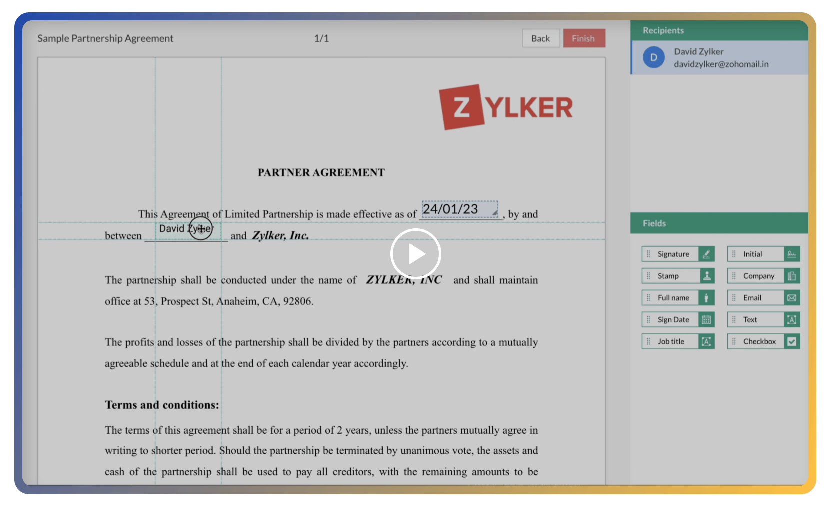E-sign contracts yourself with Zoho Sign