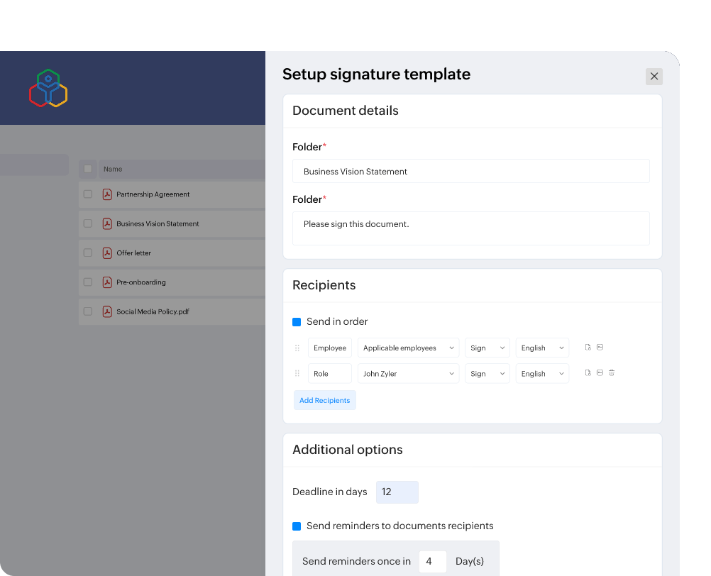 setup signature template