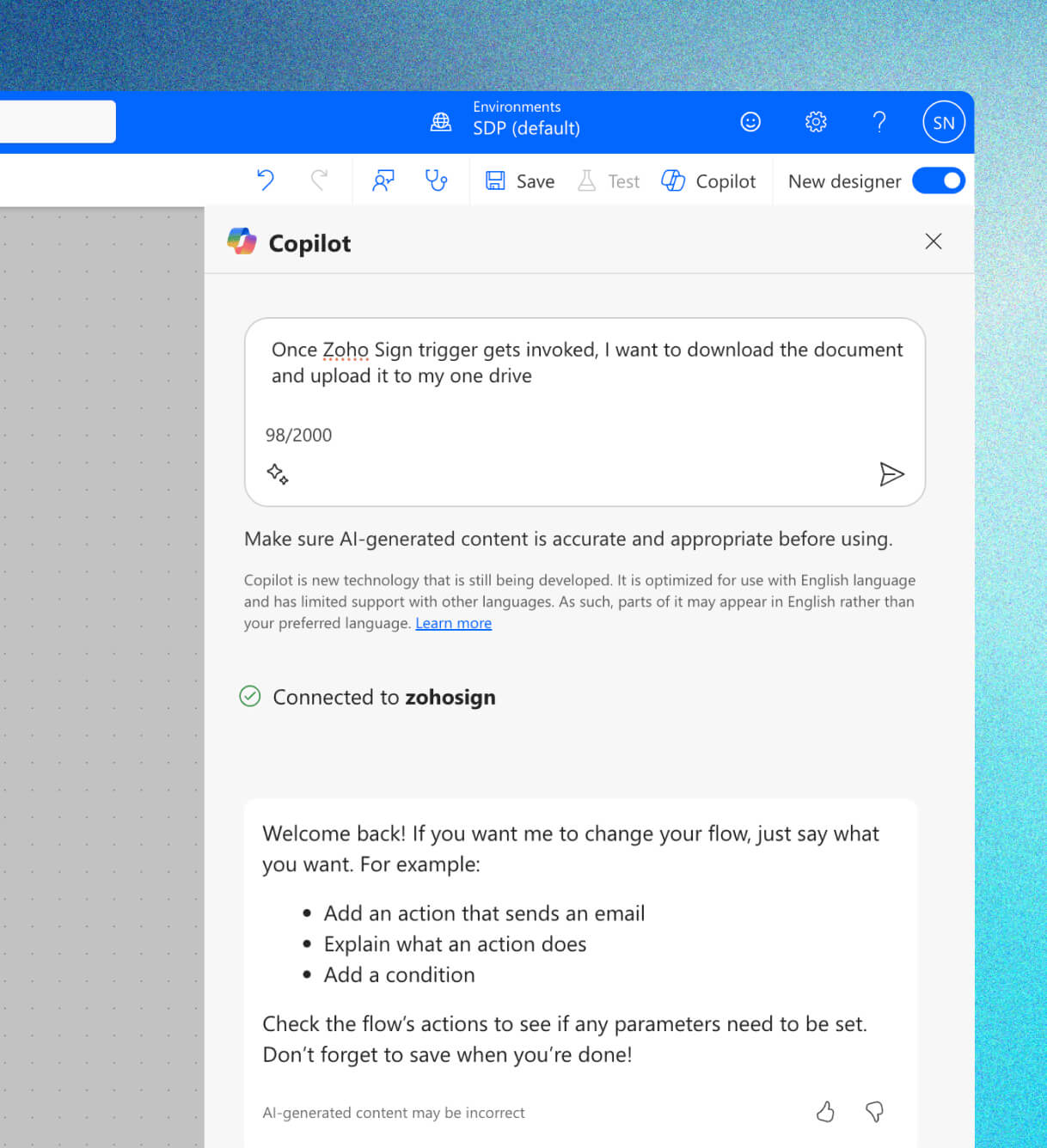 Prompt Copilot for signature workflows
