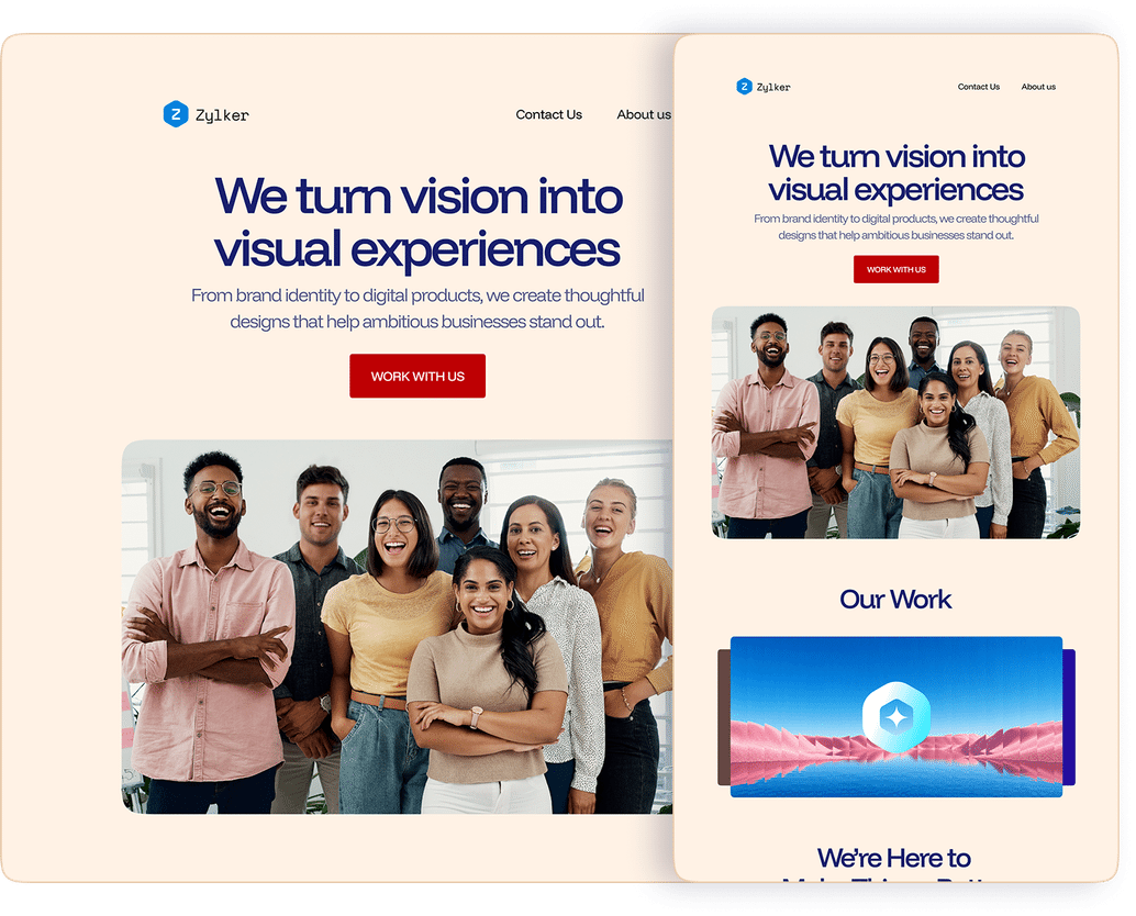 Responsive preview across desktop, tablet, and mobile