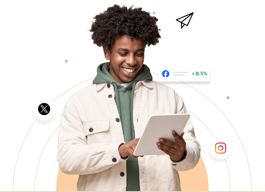 Zoho Social dashboard showing social media management features