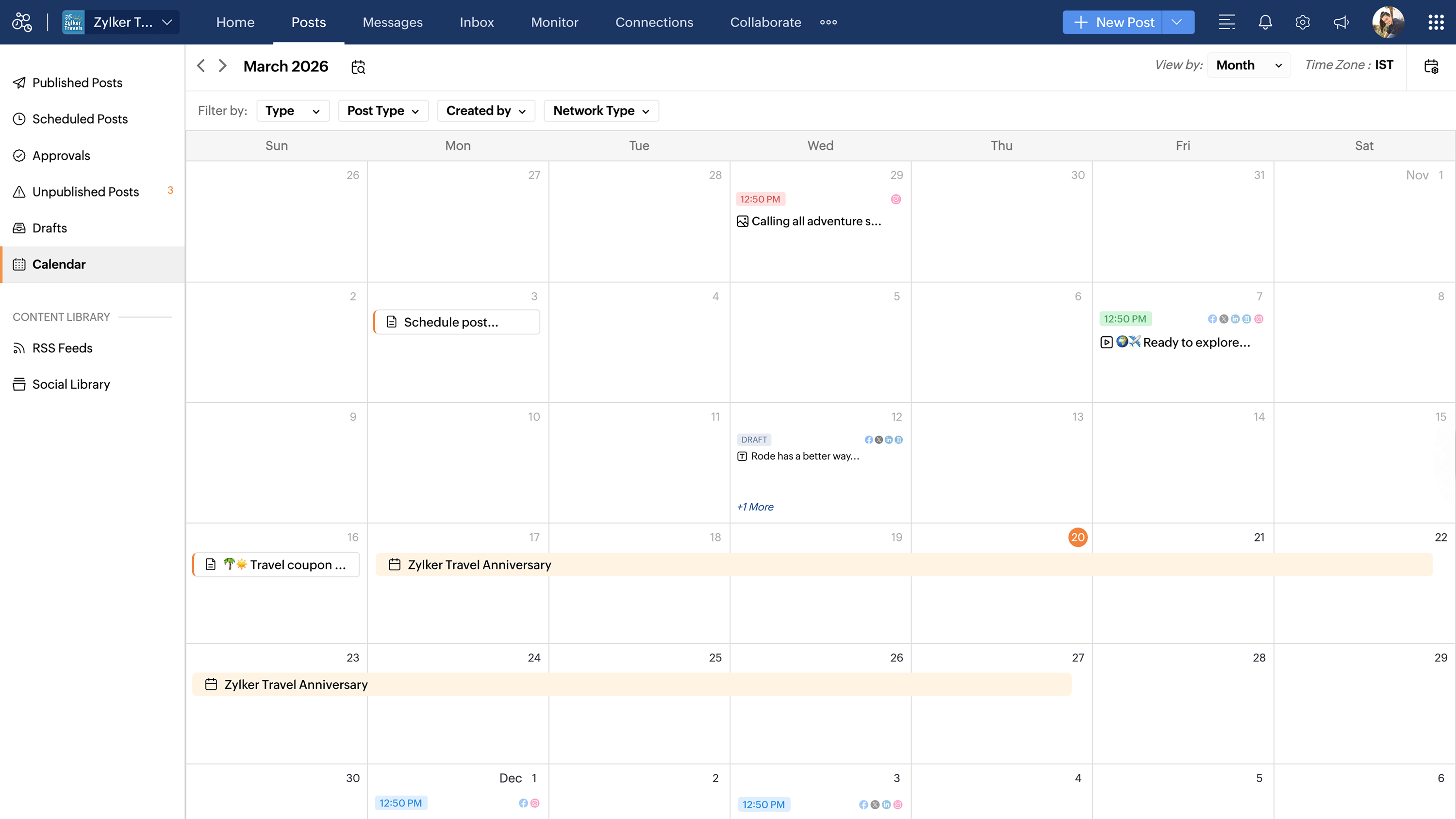 Publishing calendar