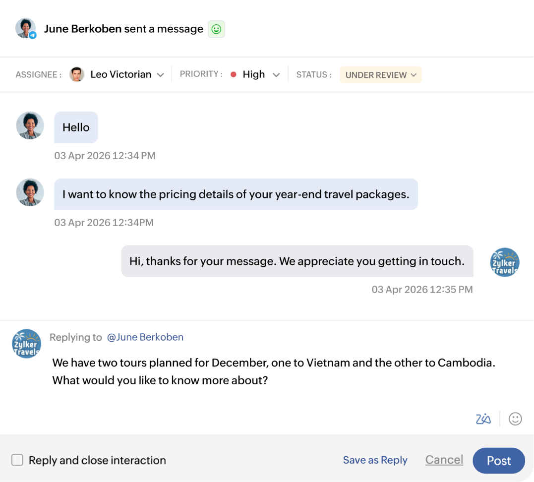 Inbox details - conversation context view