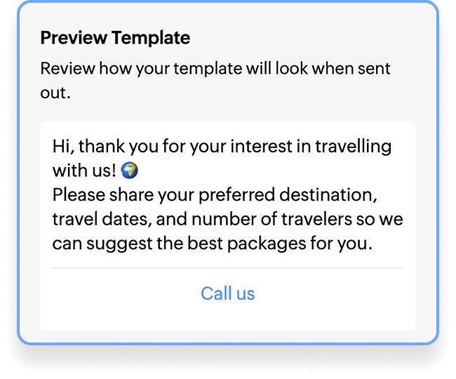 Template messaging interface