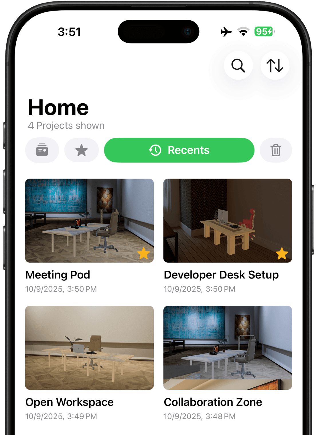Access recent projects
