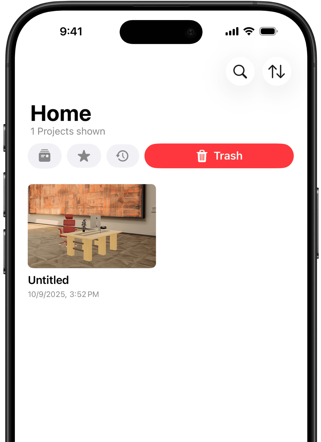 Recover a project from trash