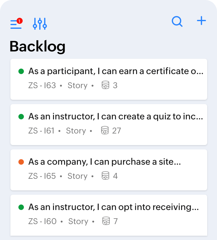 Backlog Mobile Screen