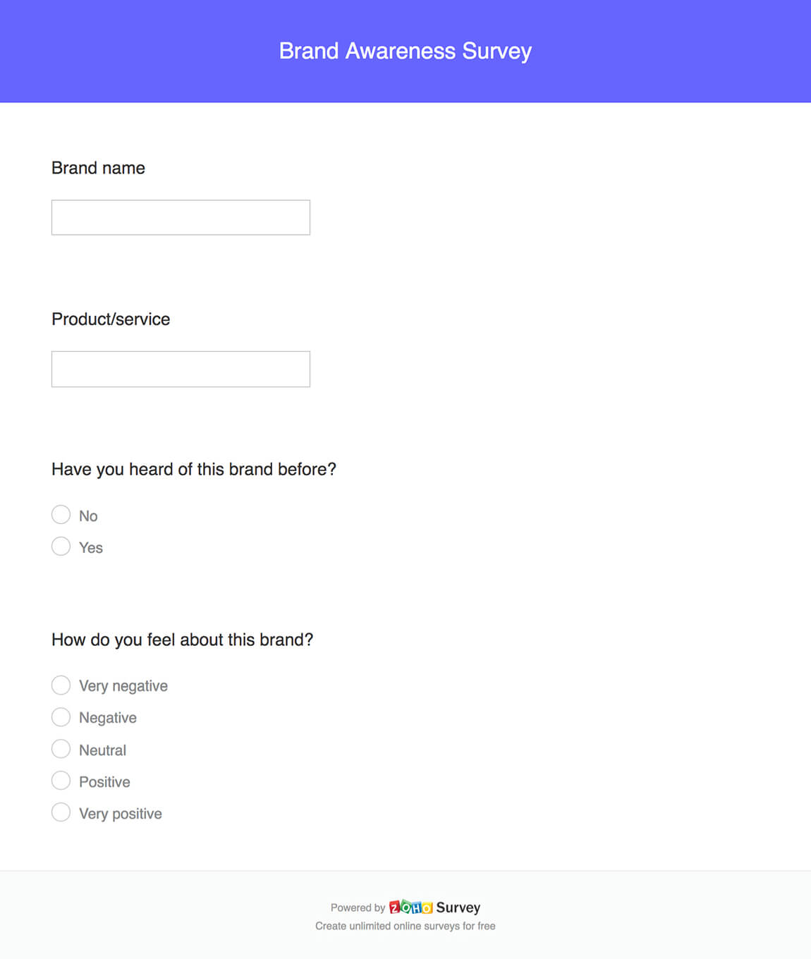 brand awareness survey questionnaire template