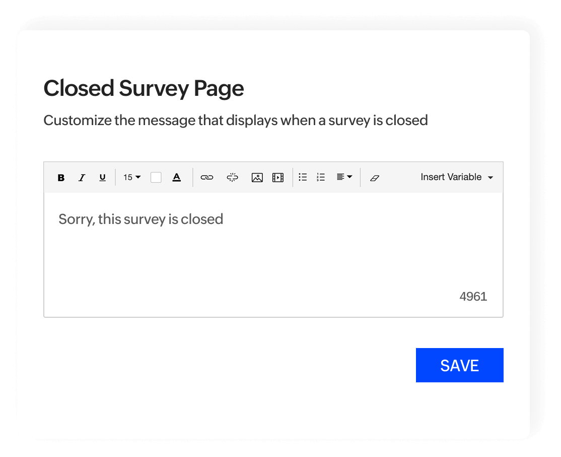 Survey closed page
