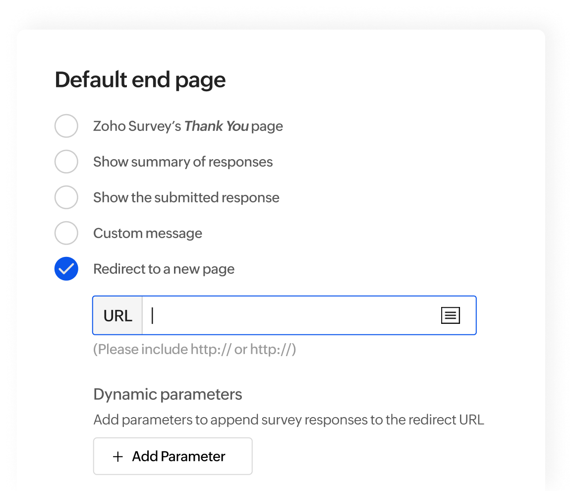 Survey end page redirection
