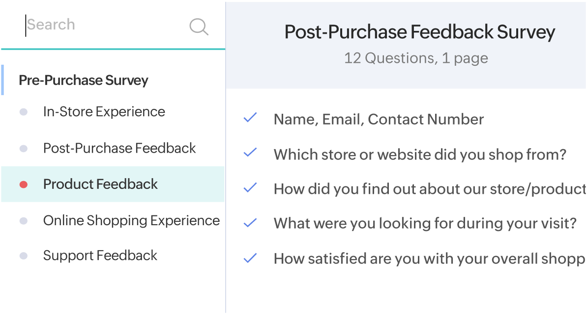 Template gallery with ready-made survey templates organized by category