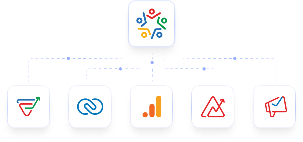 Integration icons connecting Zoho Survey with CRM, Desk, and other business tools