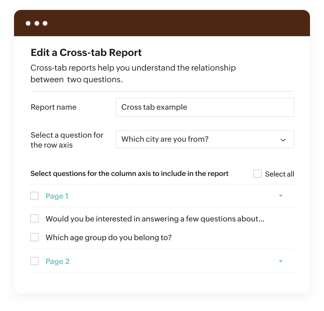 Create cross-tab reports