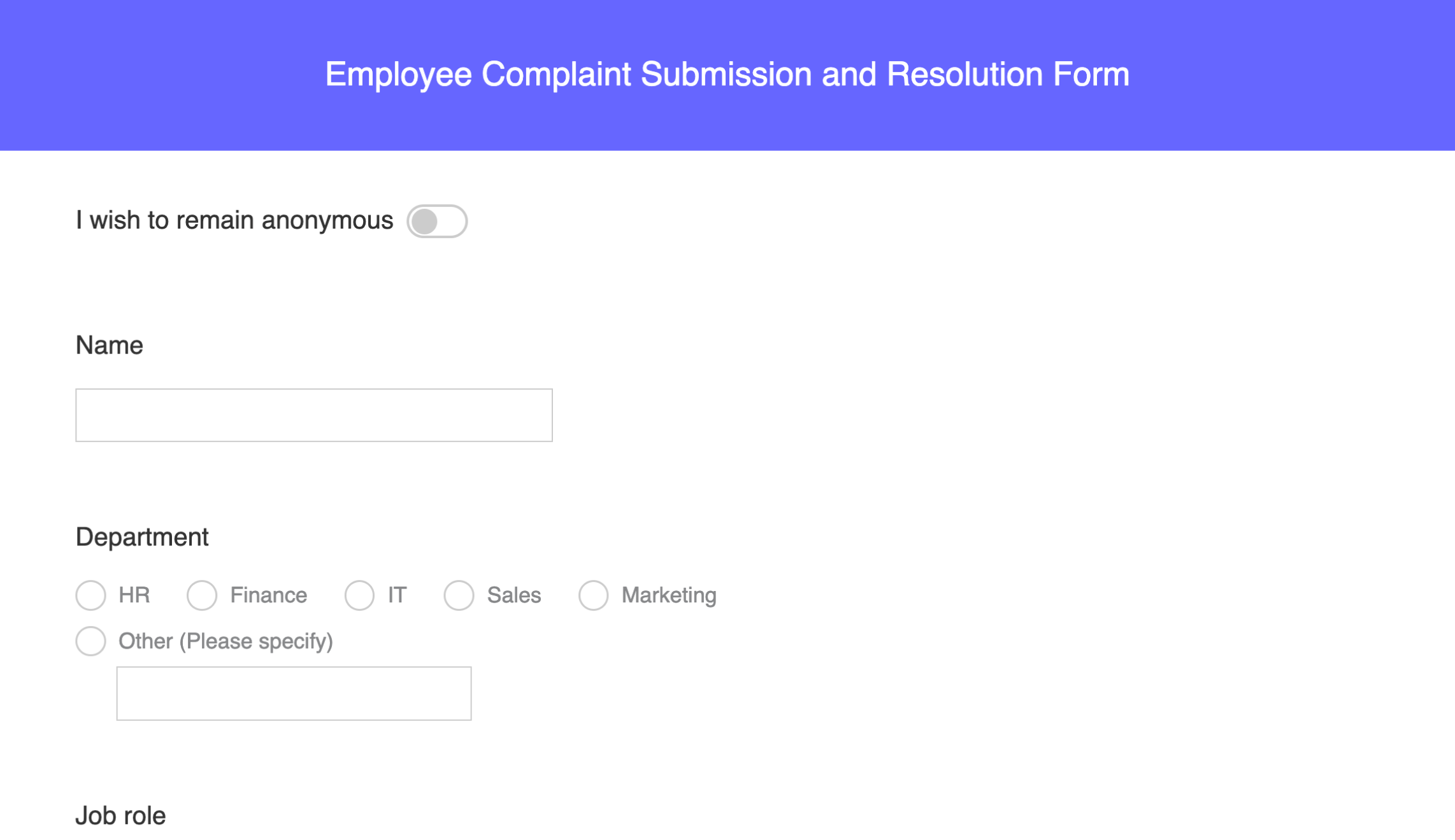 Employee complaint form