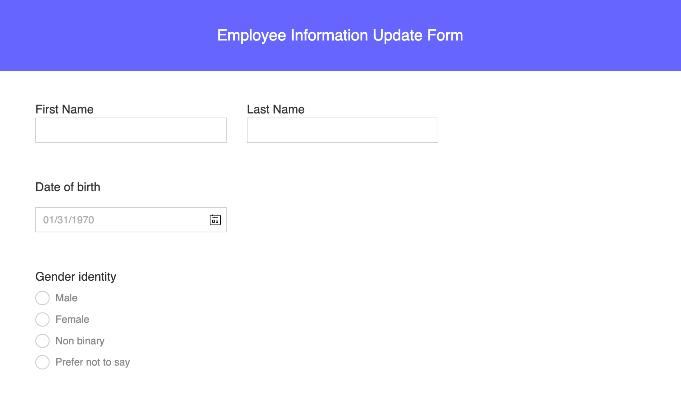 Employee information update form