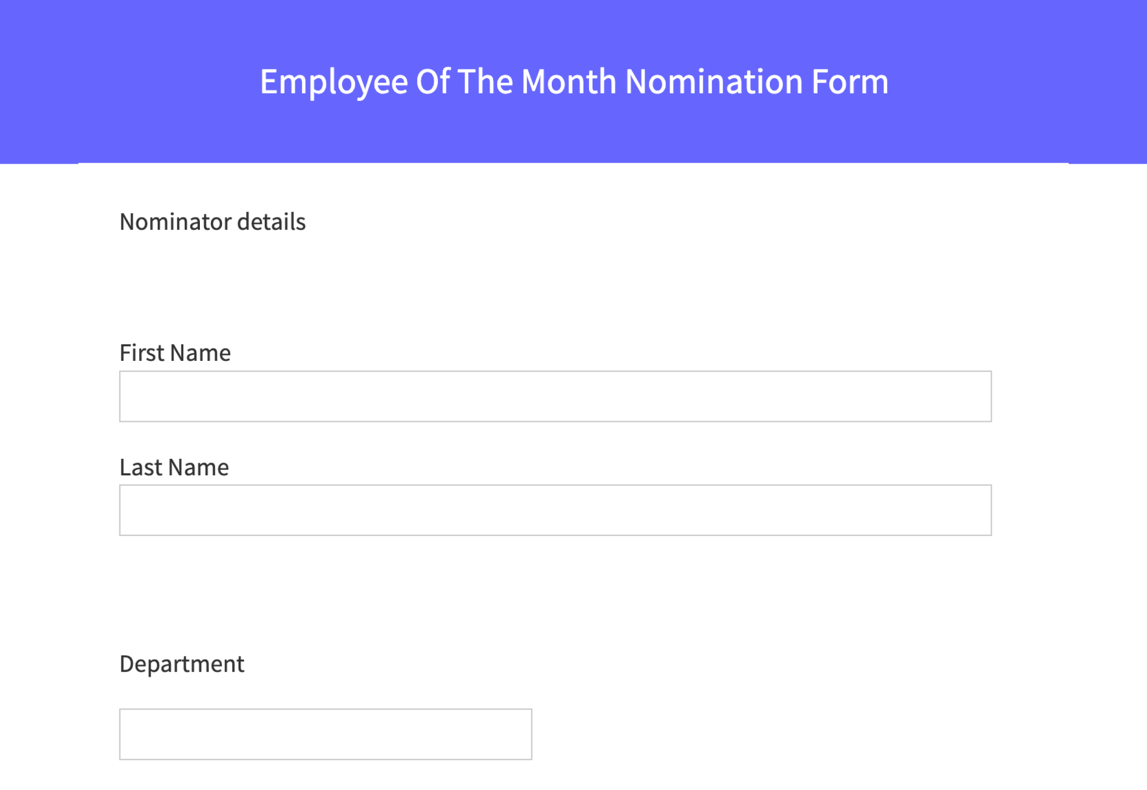 Employee of the month nomination form
