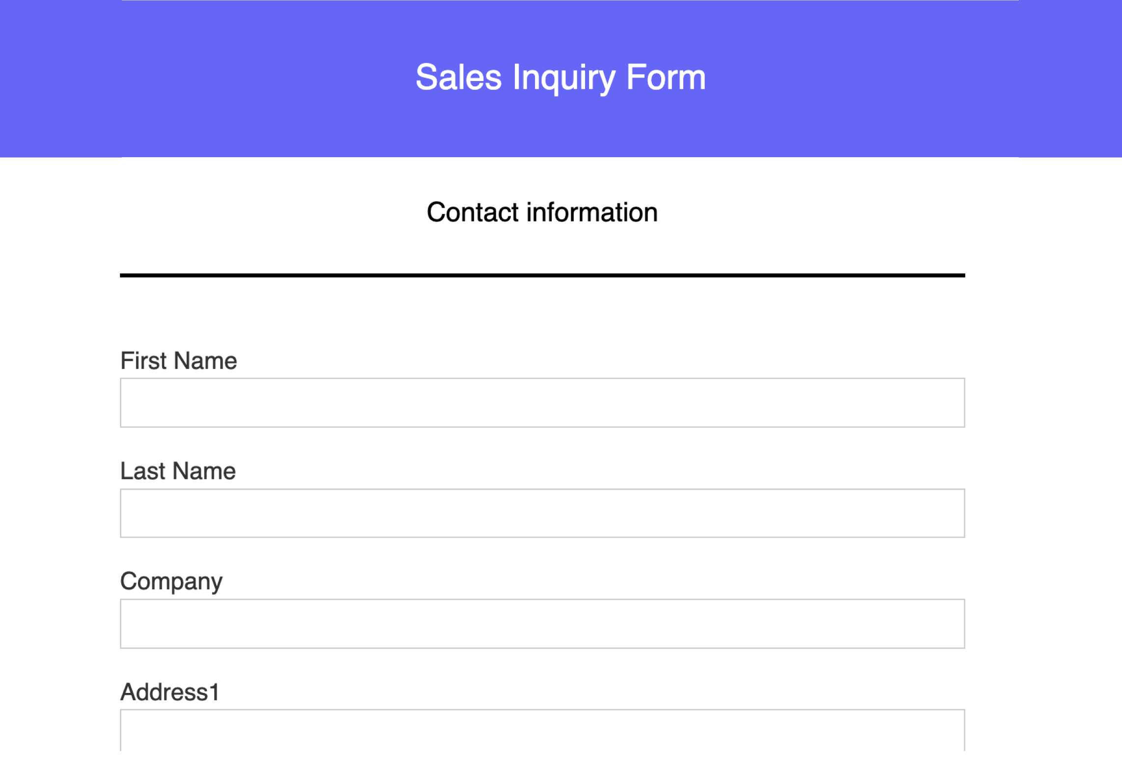 Inquiry form