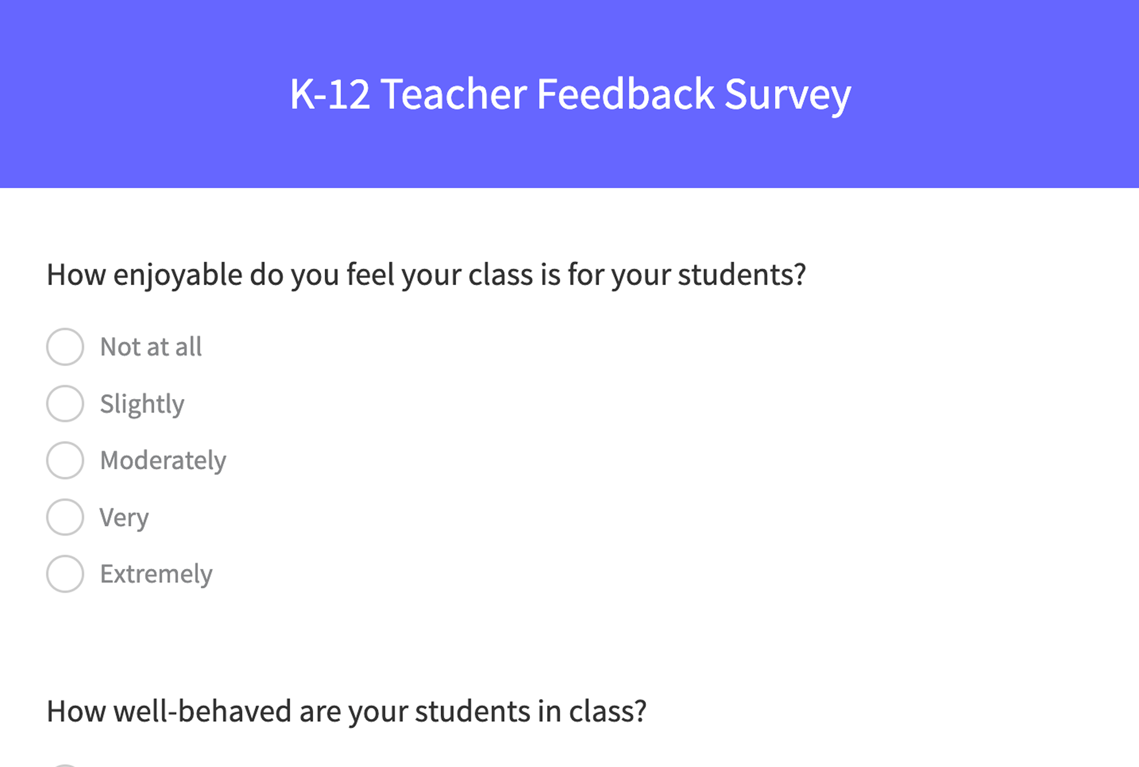 K-12 teacher satisfaction survey template preview