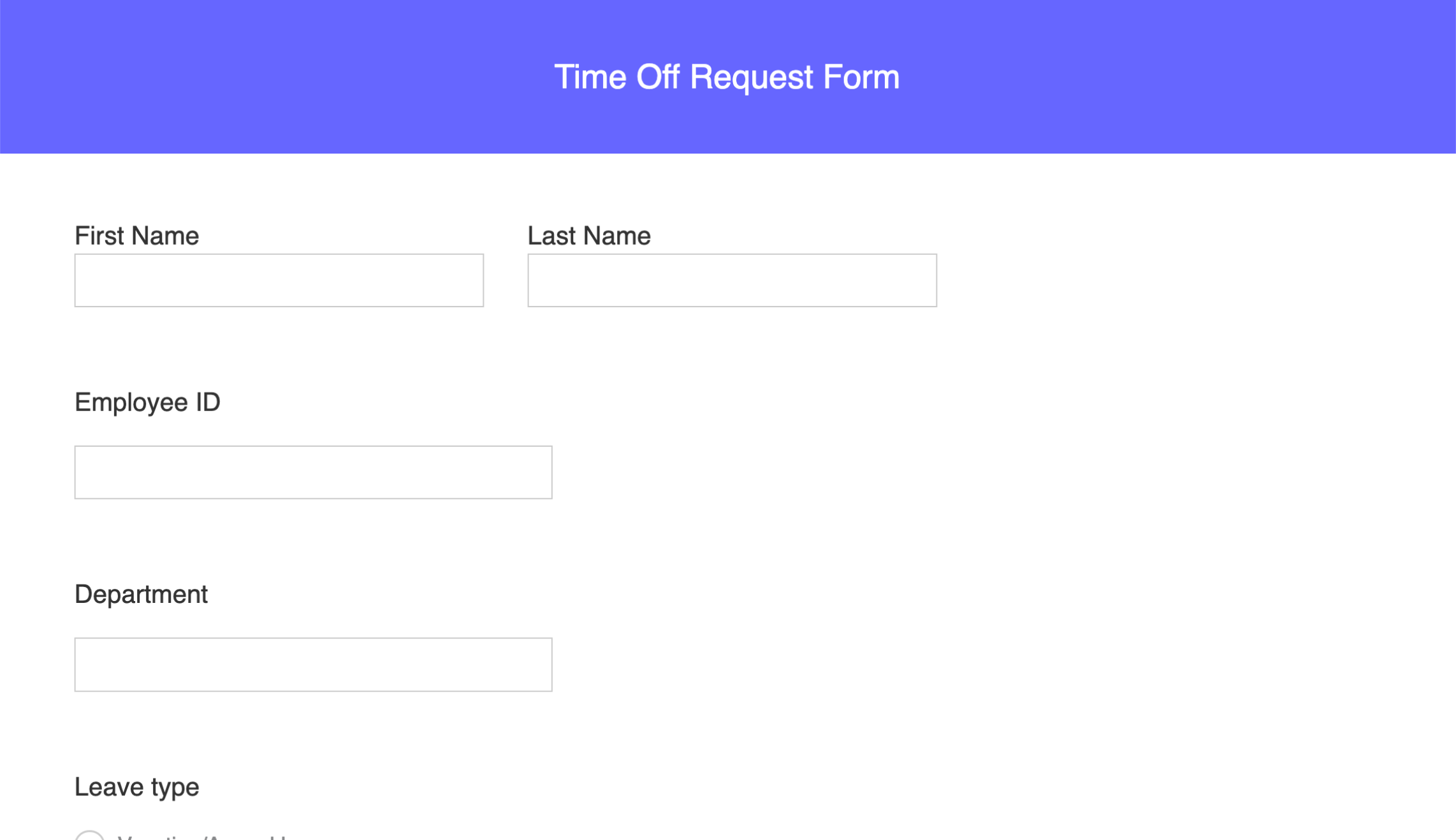 Time off request form