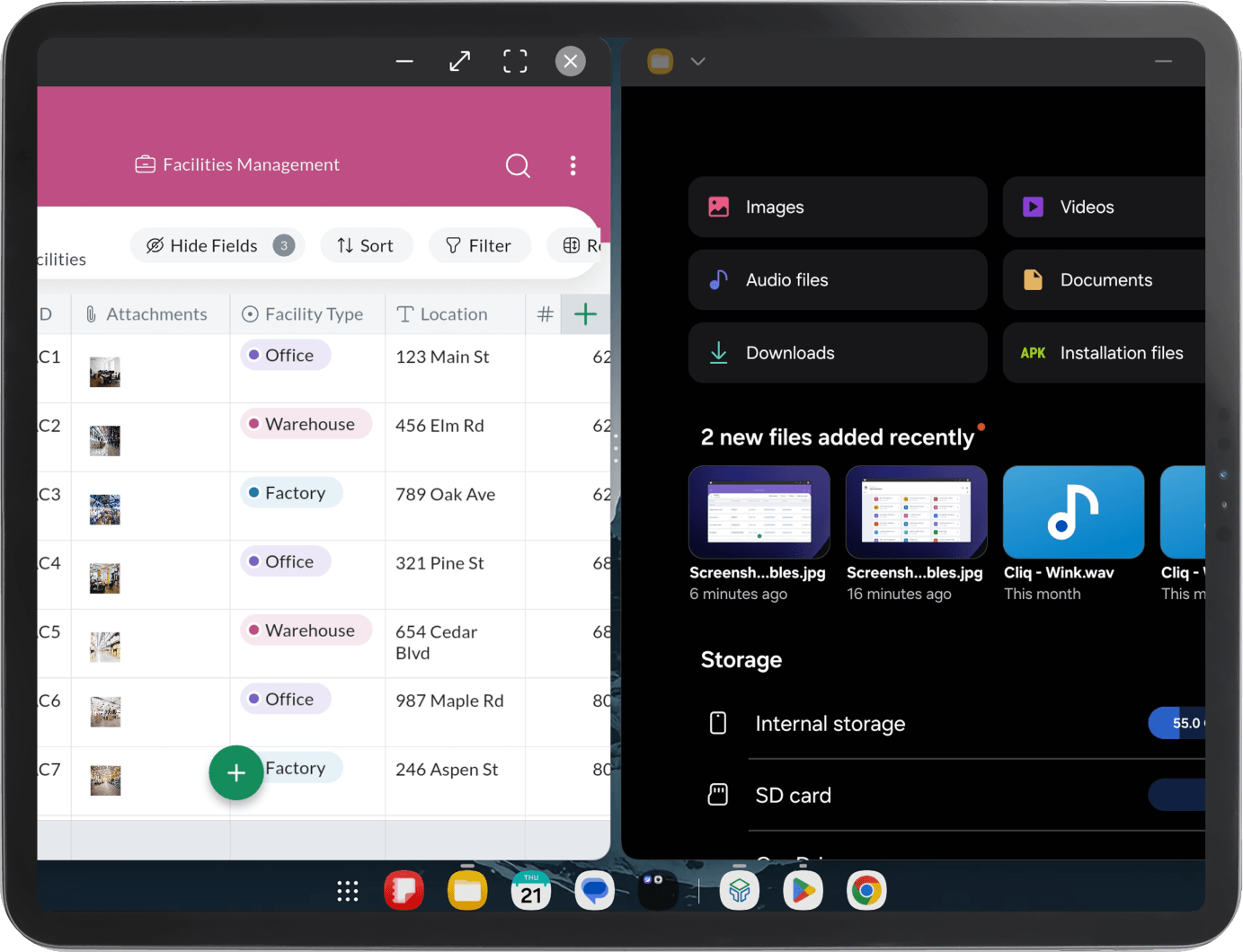 Zoho Tables on an Android tablet