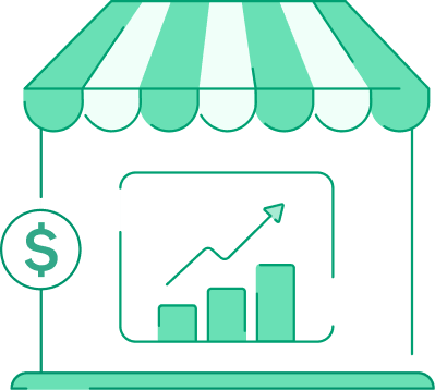 Sales teams — storefront illustration