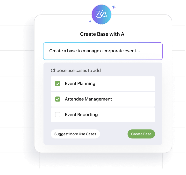 Zia AI assistant generating data insights in Zoho Tables