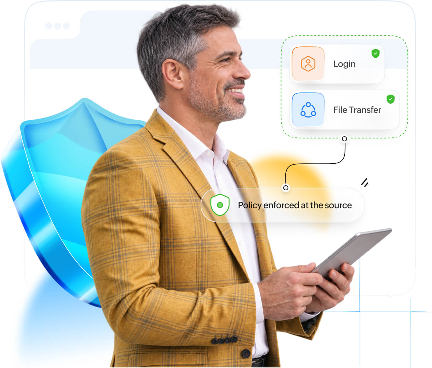 Ulaa Enterprise browser enforcing login and file transfer policy at the source