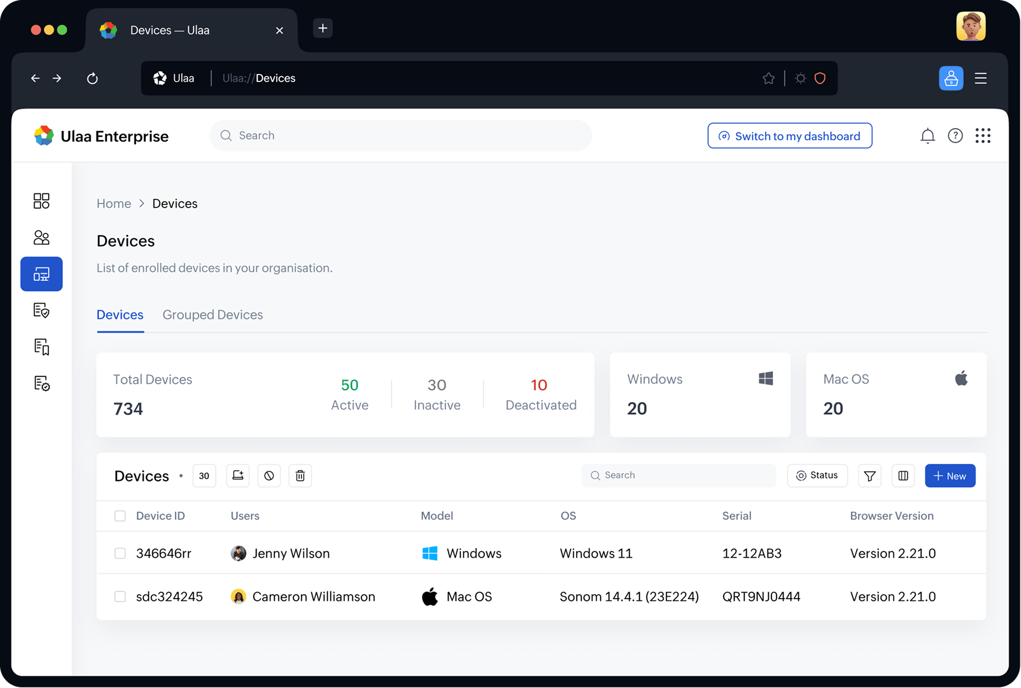 Employee using Ulaa on a mobile browser with data protection and secure access active